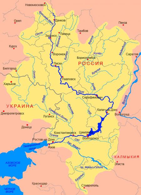 река Дон на карте